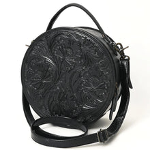 Load image into Gallery viewer, Western Hand Tooled Leather Canteen Purse, Hand Painted Leather Purse, Cowhide Leather Bag, Genuine Western Leather Crossbody Purse
