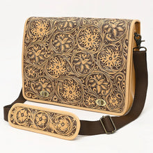 Load image into Gallery viewer, Western Purse, Western Tote Bag, Hand Tooled Leather Purse, Leather Briefcase, Laptop Bag, Hand Tooled Leather Work Bag
