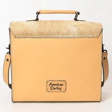 Load image into Gallery viewer, Western Purse, Western Tote Bag, Hand Tooled Leather Purse, Leather Briefcase, Laptop Bag, Hair On Cowhide Leather Work Bag
