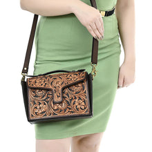 Load image into Gallery viewer, Western Purse, Hand Tooled Leather Crossbody Purse, Western Leather Purse, Cowhide Purse, Genuine Leather Purse, Small Crossbody Purse
