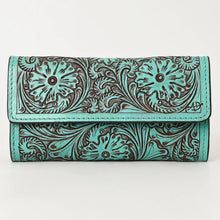 Load image into Gallery viewer, Western Hand Tooled Leather Wallet Purse, Leather Wallet, Genuine Leather Bag, Western Purse, Luxury Wallet, Cowhide Wallet

