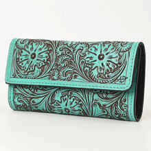 Load image into Gallery viewer, Western Hand Tooled Leather Wallet Purse, Leather Wallet, Genuine Leather Bag, Western Purse, Luxury Wallet, Cowhide Wallet
