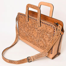 Load image into Gallery viewer, Western Purse, Western Tote Bag, Hand Tooled Leather Work Bag, Hand Tooled Leather Purse, Leather Briefcase, Laptop Bag,
