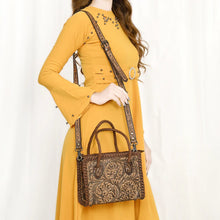 Load image into Gallery viewer, Western Hand Tooled Leather Purse, Western Tote Bag, Small Western Leather Purse, Genuine Cowhide Leather Purse, Western Crossbody Purse
