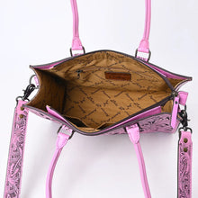 Load image into Gallery viewer, Western Hand Tooled Leather Purse, Western Tote Bag, Conceal Carry Purse, Cowhide Purse, Genuine Pink Leather Purse, Western Crossbody Purse
