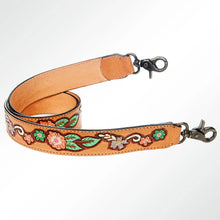 Load image into Gallery viewer, Western Hand Tooled Leather Purse Strap, Cowhide Purse Strap, Genuine Leather Purse Strap, Genuine Cowhide Strap
