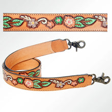 Load image into Gallery viewer, Western Hand Tooled Leather Purse Strap, Cowhide Purse Strap, Genuine Leather Purse Strap, Genuine Cowhide Strap
