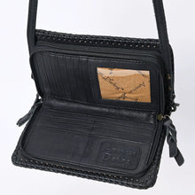 Load image into Gallery viewer, Western Leather Wallet Purse, Hand Tooled Leather Wallet, Leather Crossbody Purse, Womens Black Leather Wallet, Genuine Leather Wallet
