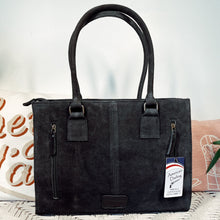 Load image into Gallery viewer, Western Purse, Black Suede Leather Purse, Boot Stitch Detail, Leather Purse, Suede Purse, Western Tote Bag Purse, Western Crossbody Purse
