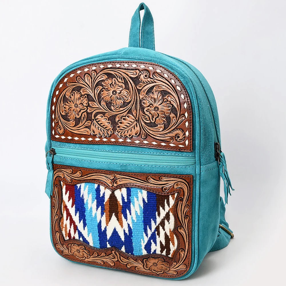 Suede Leather Backpack Women, Hand Tooled Leather Backpack Purse, Leather Backpack, Western Purse, Small Hand Tooled Leather Backpack