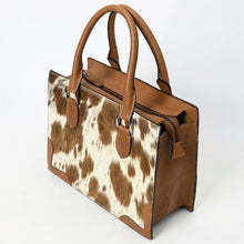 Load image into Gallery viewer, Brown Leather Purse, Cute Tote Bag, Leather Top Handle Purse, Western Tote Bag, Cowhide Purse, Genuine Cowhide, Leather Shoulder Bag
