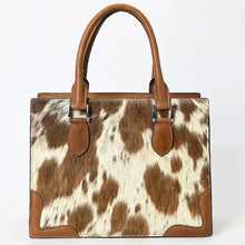 Load image into Gallery viewer, Brown Leather Purse, Cute Tote Bag, Leather Top Handle Purse, Western Tote Bag, Cowhide Purse, Genuine Cowhide, Leather Shoulder Bag
