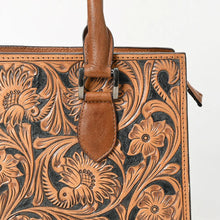 Load image into Gallery viewer, Brown Leather Purse, Cute Tote Bag, Hand Tooled Leather Top Handle Purse, Western Tote Bag, Genuine Cowhide Purse, Leather Shoulder Bag
