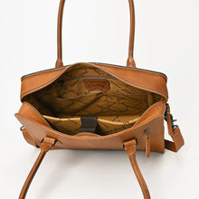 Load image into Gallery viewer, Western Purse, Western Tote Bag, Cute Tote Bag, Hand Tooled Leather Purse, Leather Briefcase, Laptop Bag, Hair On Cowhide Purse, Leather Bag
