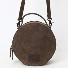 Load image into Gallery viewer, Suede Leather Canteen Purse, Boot Stitch Leather Purse, Genuine Cowhide Leather Bag, Genuine Western Leather Canteen Crossbody Purse
