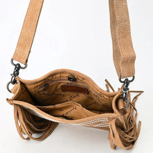 Load image into Gallery viewer, Suede Leather Western Purse, Leather Fringe Crossbody Purse, Boot Stitch Western Leather Crossbody Purse, Genuine Cowhide Leather Purse
