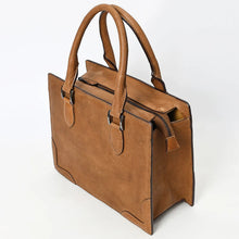 Load image into Gallery viewer, Brown Leather Purse, Cute Tote Bag, Leather Top Handle Purse, Western Tote Bag, Cowhide Purse, Genuine Cowhide, Leather Shoulder Bag
