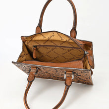 Load image into Gallery viewer, Brown Leather Purse, Cute Tote Bag, Hand Tooled Leather Top Handle Purse, Western Tote Bag, Genuine Cowhide Purse, Leather Shoulder Bag
