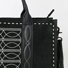 Load image into Gallery viewer, Western Purse, Black Suede Leather Purse, Boot Stitch Detail, Leather Purse, Suede Purse, Western Tote Bag Purse, Western Crossbody Purse

