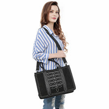 Load image into Gallery viewer, Western Purse, Black Suede Leather Purse, Boot Stitch Detail, Leather Purse, Suede Purse, Western Tote Bag Purse, Western Crossbody Purse
