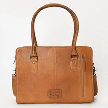 Load image into Gallery viewer, Western Purse, Western Tote Bag, Cute Tote Bag, Hand Tooled Leather Purse, Leather Briefcase, Laptop Bag, Hair On Cowhide Purse, Leather Bag
