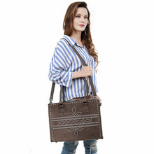 Load image into Gallery viewer, Western Purse, Brown Suede Leather Purse, Cute Tote Bag, Boot Stitch Detail, Leather Purse, Suede Purse, Western Tote Bag Purse
