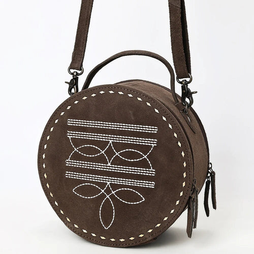 Suede Leather Canteen Purse, Boot Stitch Leather Purse, Genuine Cowhide Leather Bag, Genuine Western Leather Canteen Crossbody Purse