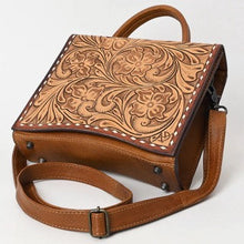 Load image into Gallery viewer, Western Hand Tooled Leather Purse, Western Tote Bag, Small Western Leather Purse, Genuine Cowhide Leather Purse, Western Crossbody Purse
