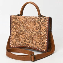 Load image into Gallery viewer, Western Hand Tooled Leather Purse, Western Tote Bag, Small Western Leather Purse, Genuine Cowhide Leather Purse, Western Crossbody Purse
