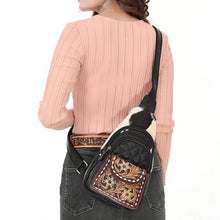 Load image into Gallery viewer, Leather Sling Bag Women, Leather Sling Backpack Purse, Leather Backpack, Western Purse, Hand Tooled Leather Sling Purse
