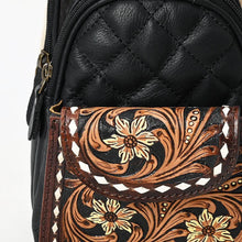 Load image into Gallery viewer, Leather Sling Bag Women, Leather Sling Backpack Purse, Leather Backpack, Western Purse, Hand Tooled Leather Sling Purse

