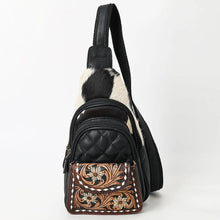 Load image into Gallery viewer, Leather Sling Bag Women, Leather Sling Backpack Purse, Leather Backpack, Western Purse, Hand Tooled Leather Sling Purse
