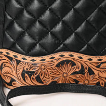 Load image into Gallery viewer, Western Purse, Black Hand Tooled Leather Purse, Western Leather Purse, Cowhide Purse, Hand Tooled Leather Purse, Leather Crossbody Purse
