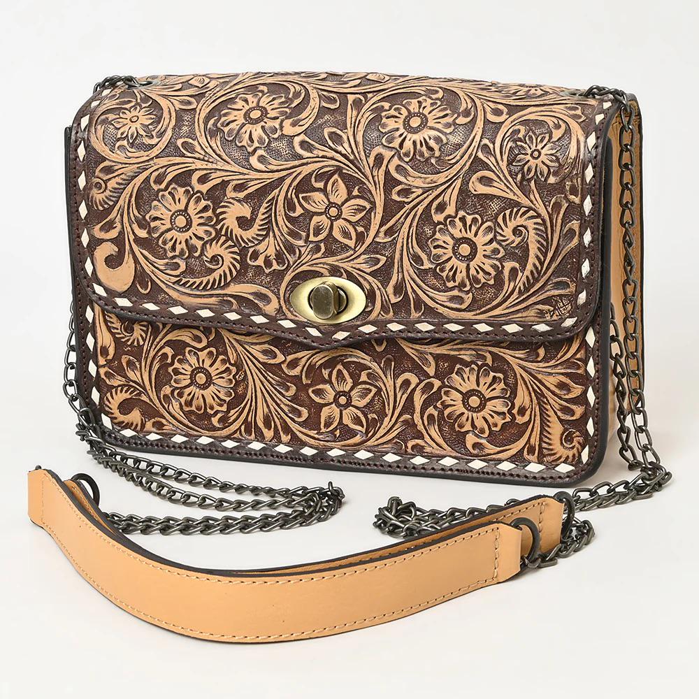 Western Hand Tooled Leather Purse, Cute Leather Purse, Western Leather Tote Bag, Genuine Leather Purse, Western Leather Crossbody Purse