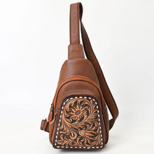 Load image into Gallery viewer, Leather Sling Bag Women, Leather Sling Backpack Purse, Leather Backpack, Western Purse, Hand Tooled Leather Sling Purse
