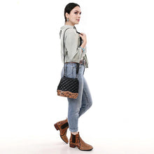 Load image into Gallery viewer, Western Purse, Black Hand Tooled Leather Purse, Western Leather Purse, Cowhide Purse, Hand Tooled Leather Purse, Leather Crossbody Purse

