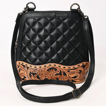 Load image into Gallery viewer, Western Purse, Black Hand Tooled Leather Purse, Western Leather Purse, Cowhide Purse, Hand Tooled Leather Purse, Leather Crossbody Purse
