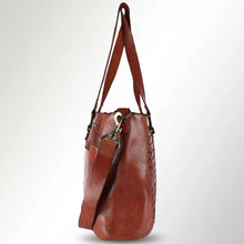 Load image into Gallery viewer, Shania Woven Leather Tote  Full Grain Leather | Hand-Woven Front &amp; Side Panels | Detachable Crossbody Strap
