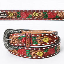Load image into Gallery viewer, Desert Rose Hand Tooled Leather Belt
