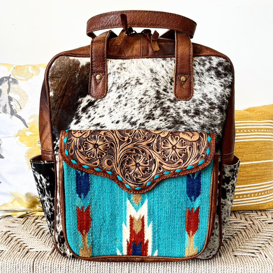 Aqua Fria Western Leather Backpack
