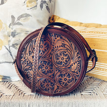 Load image into Gallery viewer, Round Rock Western Leather Canteen Crossbody Purse
