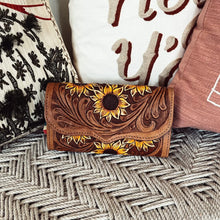 Load image into Gallery viewer, Sunflower Fields Hand Tooled  Leather Wallet
