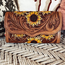 Load image into Gallery viewer, Sunflower Fields Hand Tooled  Leather Wallet
