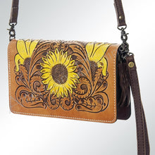 Load image into Gallery viewer, Western Leather Wallet Purse, Hand Tooled Leather Wallet, Crossbody Purse, Womens Leather Wallet,  Genuine Leather, American Darling Wallet
