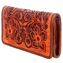 Load image into Gallery viewer, Western Hand Tooled Leather Wallet Purse, Leather Wallet Purse, Genuine Leather Bag, Genuine Cowhide Bag, Western Purse, Luxury Wallet
