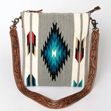 Load image into Gallery viewer, Western Purse Bag, Concealed Carry Purse, Hand Tooled Leather, Aztec Purse, Southwest Saddle Blanket, Genuine Leather, American Darling
