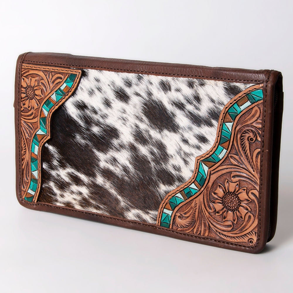 Western Hand Tooled Leather Jewelry Case, Hair on Hide Jewelry Holder, Cowhide Jewelry, Tooled Leather, Jewelry Purse