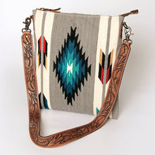 Load image into Gallery viewer, Western Purse Bag, Concealed Carry Purse, Hand Tooled Leather, Aztec Purse, Southwest Saddle Blanket, Genuine Leather, American Darling
