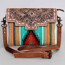 Load image into Gallery viewer, Western Hand Tooled Leather Purse, Cowhide Purse, Concealed Carry Purse, American Darling, Genuine Cowhide, Western Purse, Leather Fringe
