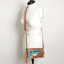 Load image into Gallery viewer, Western Hand Tooled Leather Purse, Concealed Carry Purse, Cowhide Purse, Saddle Blanket Bag, Genuine Cowhide, Western Wallet, Leather Fringe
